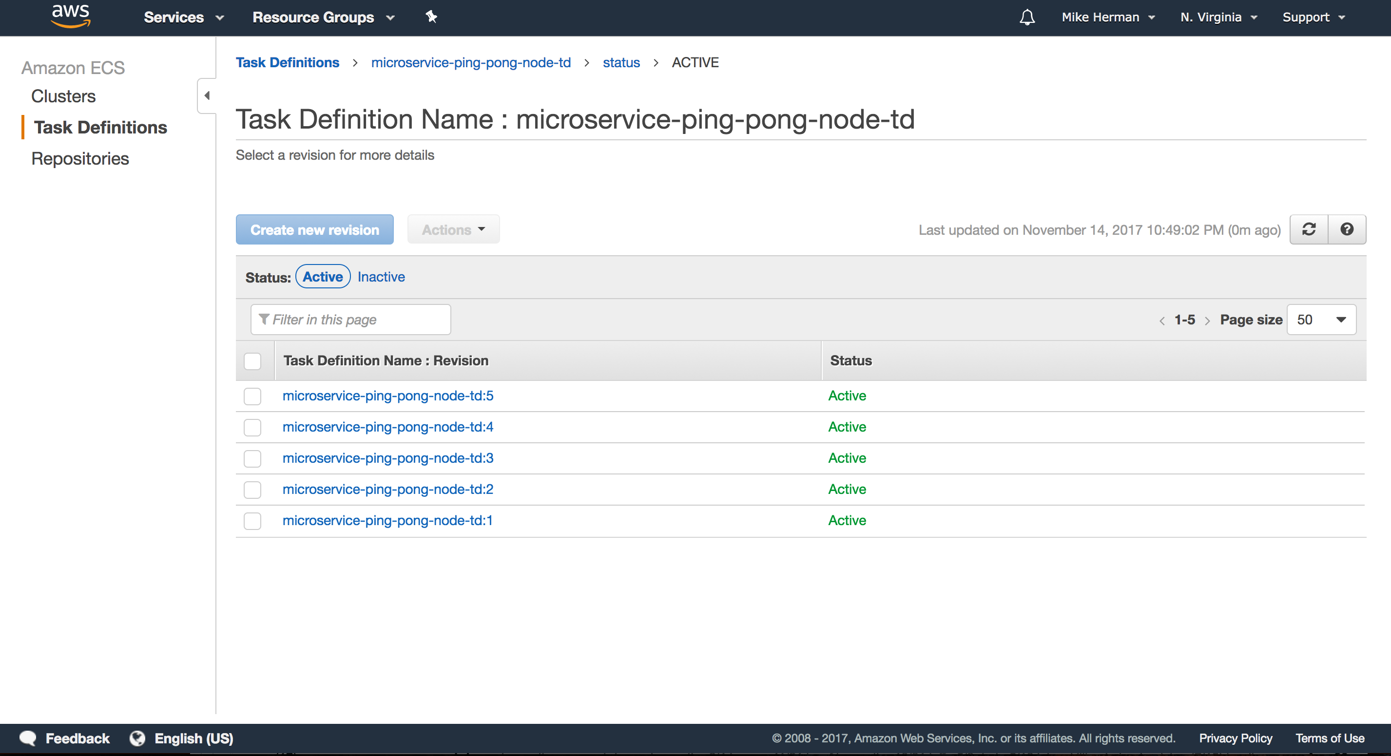 aws ecs task definitions