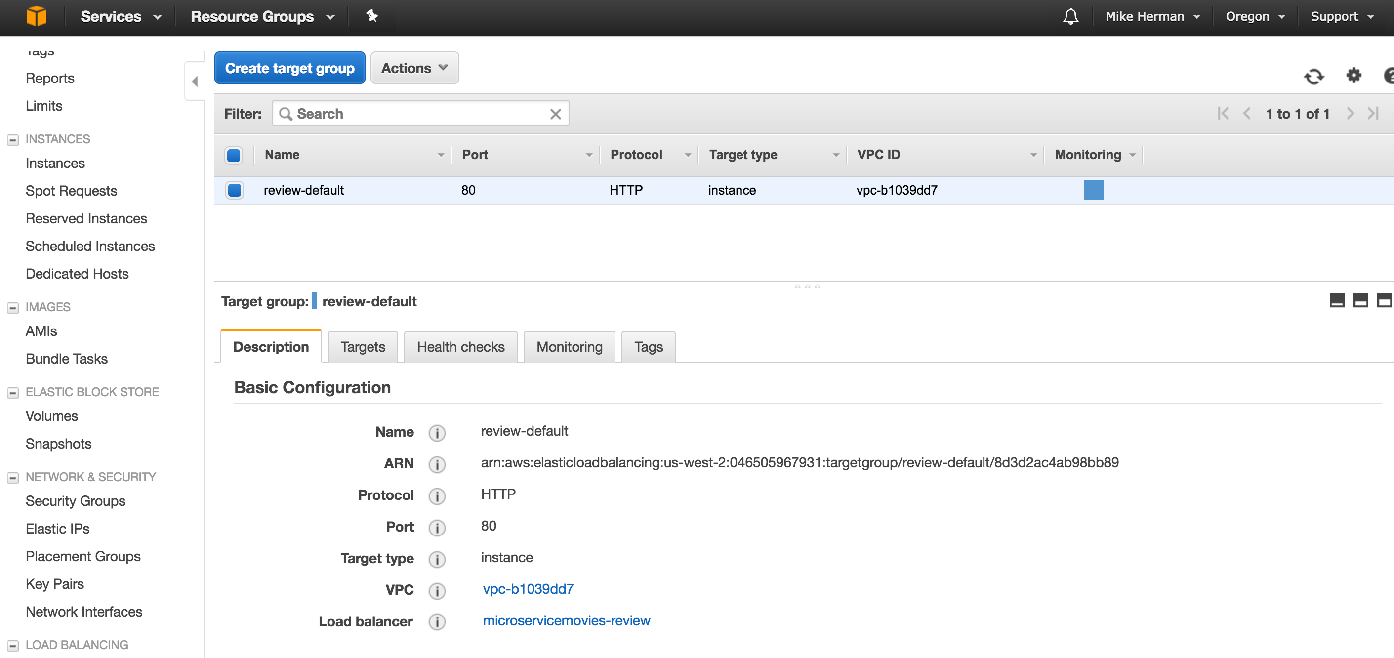 aws default target group