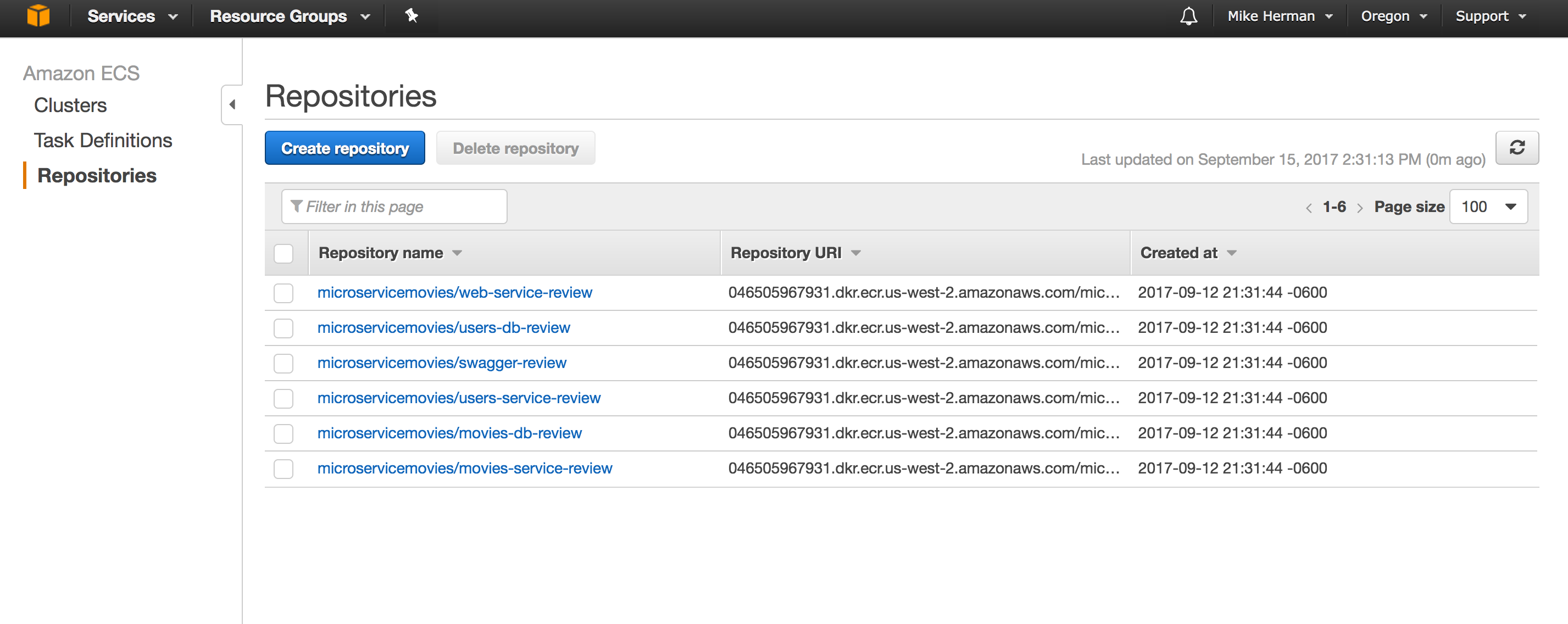 aws ecr repos