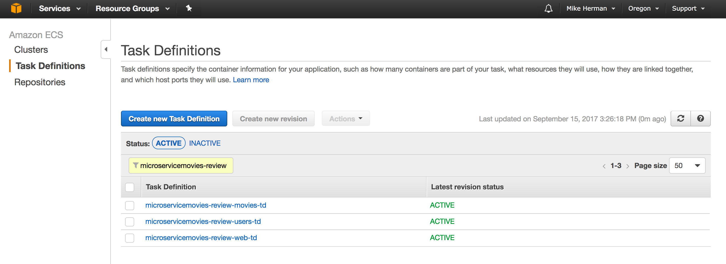 aws ecs task definitions
